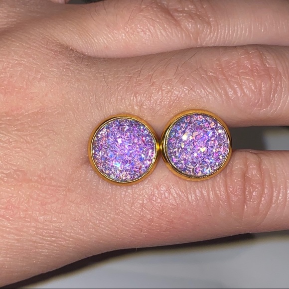 Stainless Steel Druzy Earrings - Picture 5 of 5